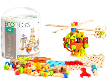Ecotoys, zestaw drewnianych klocków konstrukcyjnych - Ecotoys
