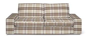 Edinburgh, Pokrowiec na sofę Kivik 3 - osobową, rozkładaną, krata kremowo - beżowa - Dekoria