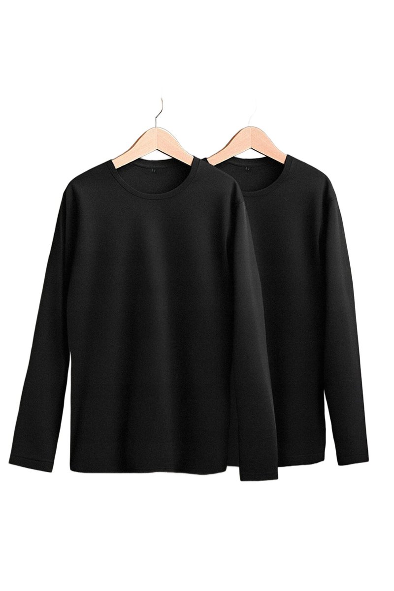 Trendyol EDIT BY TRENDYOL CZARNY T-SHIRT MĘSKI DŁUGI RĘKAW S 5DA