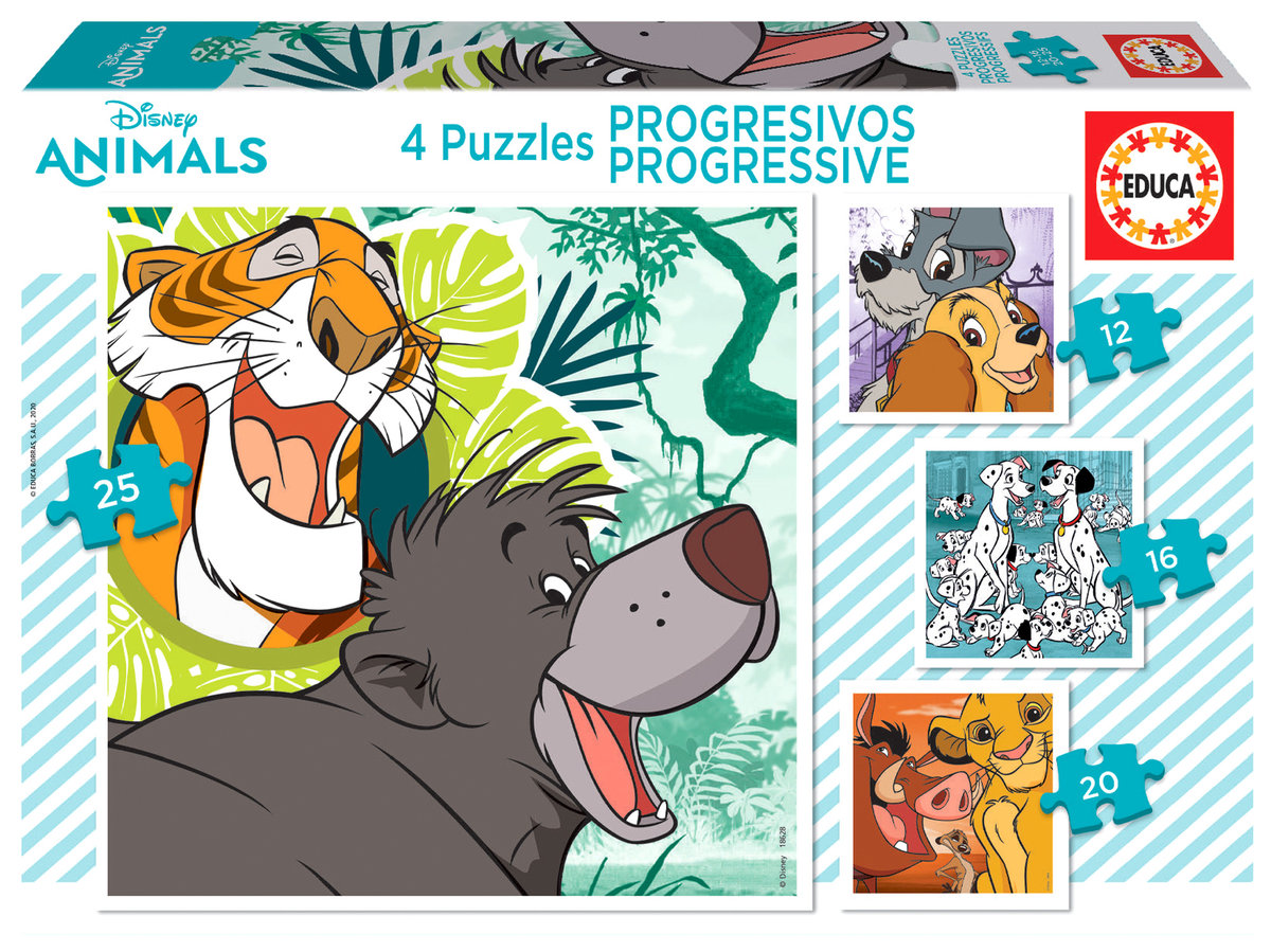 Educa, puzzle, Disney, Bohaterowie bajek Disneya, 12/16/20/25 el ...
