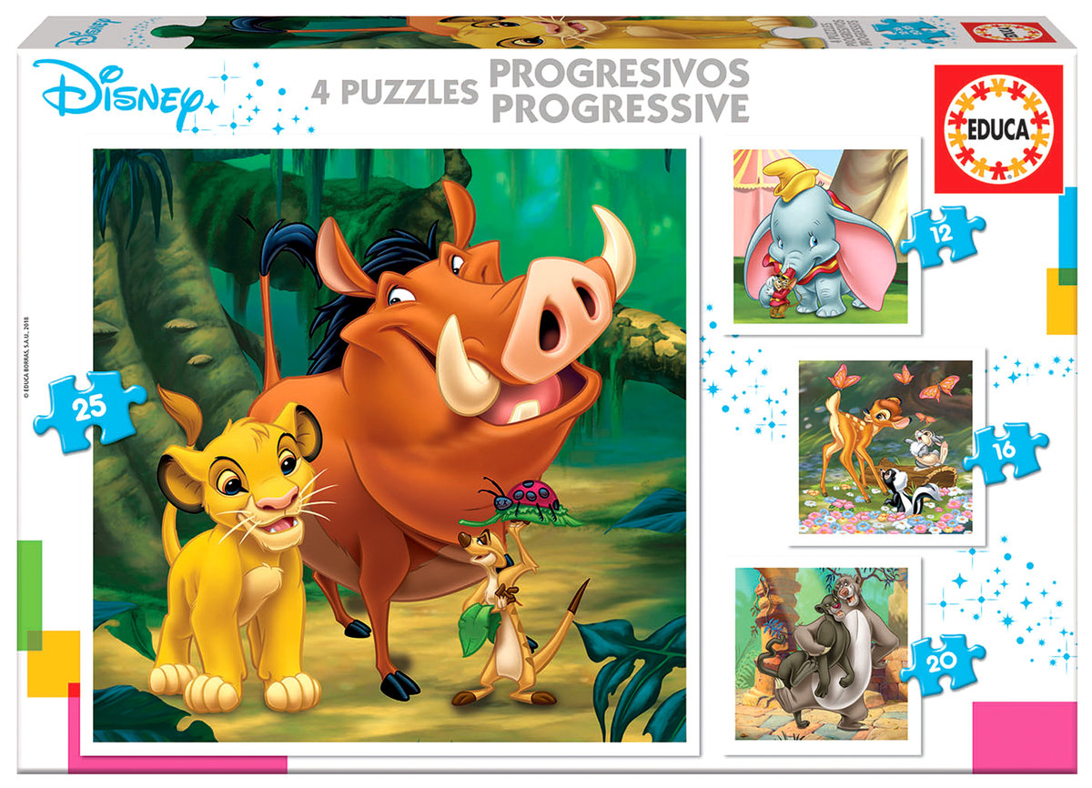 Educa, puzzle, Disney, Bohaterowie bajek Disneya, 12/16/20/25 el ...