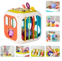 Edukacyjna Kostka Montessori : Sorter Kształtów, Cymbałki, Labirynt Z Koralików, Sznurki, Koła Zębate, Klocki Sensoryczne. Doris