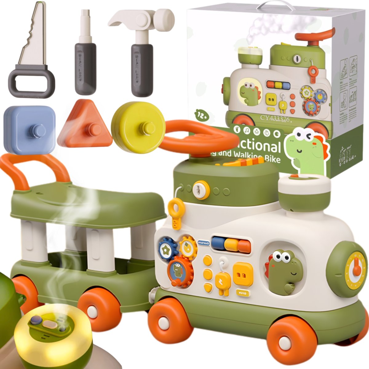 Bounn Edukacyjny Wielofunkcyjny Rower Pociąg Pchacz Jeździk Do Nauki Jazdy 12M+