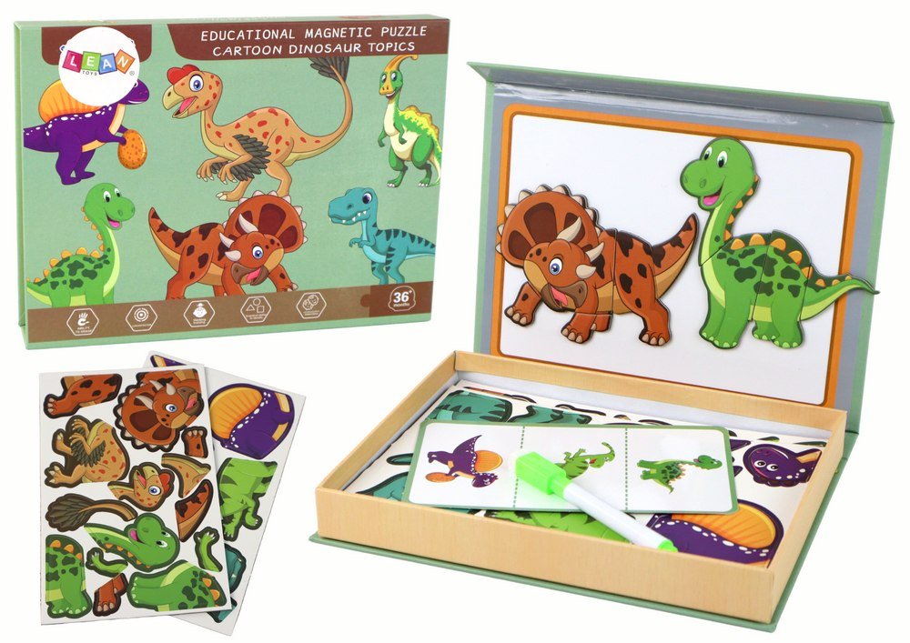 Фото - Пазли й мозаїки LEAN Toys Edukacyjny Zestaw Puzzli Magnetycznych Z Motywem Dinozaurów 