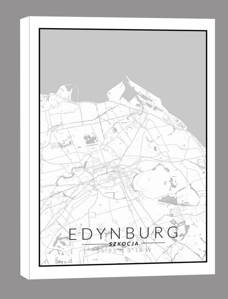 Edynburg mapa czarno biała - obraz na płótnie 70x100 cm - Inna marka ...