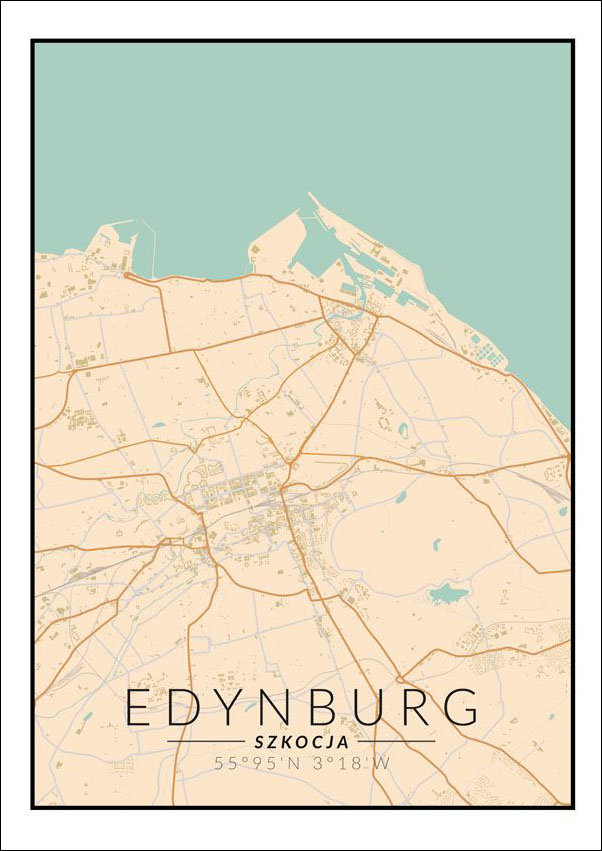 Edynburg mapa kolorowa - plakat 21x29,7 cm - Galeria Plakatu | Sklep ...
