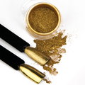 Efekt Glass Golden NR 1 - lustrzany pyłek do zdobień lakierów hybrydowych, żeli uv i akryli 3ml - AllePaznokcie