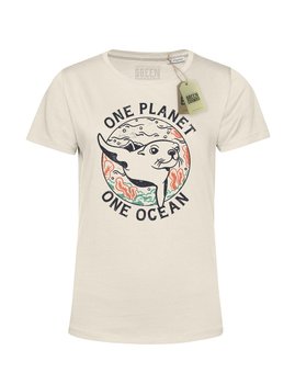 Ekologiczna koszulka damska ONE PLANET ONE OCEAN z bawełny organicznej, foka, ocean - GREEN COSMOS