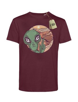 Ekologiczna koszulka męska ALIEN PEACE z bawełny organicznej, kosmita - GREEN COSMOS