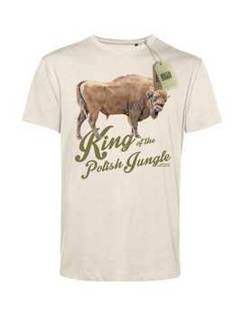 Ekologiczna koszulka męska KING OF THE POLISH JUNGLE z bawełny organicznej, żubr - GREEN COSMOS