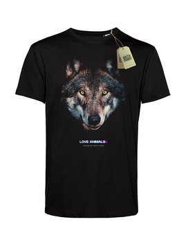 Ekologiczna koszulka męska LOVE ANIMALS WOLF z bawełny organicznej, wilk - GREEN COSMOS