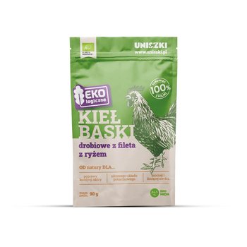 Ekologiczne kiełbaski drobiowe z fileta z ryżem 90g - Uniszki - Uniszki Naturalne Gryzaki