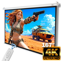 Ekran Projekcyjny Elektryczny 300x300 167'' Sufitowy Ścienny Zwijany Pilot