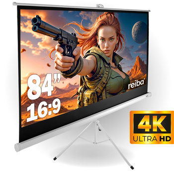 EKRAN PROJEKCYJNY MULTIMEDIALNY ZWIJANY 84" 16:9 FULL HD 4K + STATYW - CineGEN