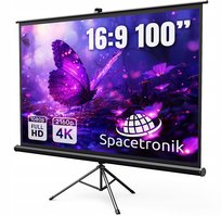 Ekran projekcyjny przenośny na Statywie 100 cali zwijany 16:9 FULL HD 4K Spacetronik
