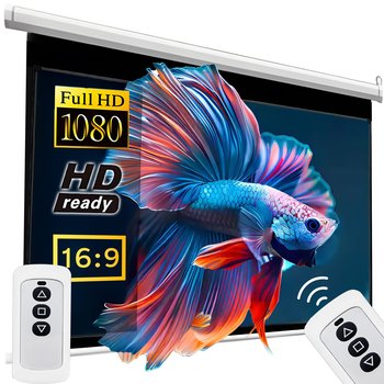 EKRAN PROJEKCYJNY ŚCIENNY ELEKTRYCZNY DUŻY 265X179 CM 125" FULL HD + PILOT - Retoo