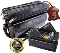 Ekskluzywna Skórzana Saszetka Męska Do Ręki Abiatti Skóra Naturalna Licowa