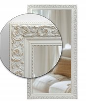 Ekskluzywne lustro w STYLOWEJ ornamentowej BIAŁEJ ramie z drewna 90x40 d6 fabryka luster
