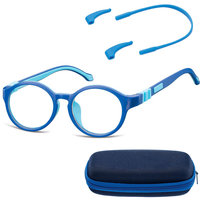 Elastyczne dziecięce oprawki okularowe zerówki okrągłe + gumka Sunoptic K8A niebieskie