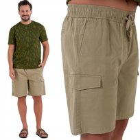 ELASTYCZNE WYGODNE SPODENKI MĘSKIE KIESZENIE CARGO BAWEŁNIANE MORAJ 3XL BEIGE