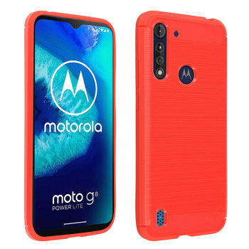 Elastyczne Wzmocnione Etui Motorola Moto G8 Power Lite Z Efektem Szczotkowanego Włókna Węglowego W Kolorze Czerwonym - Avizar