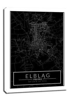 Elblag mapa dark - obraz na płótnie 60x80 cm - Galeria Plakatu