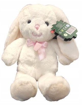 Zdjęcia - Maskotka ELEFUN Pluszak pluszowy BIAŁY KRÓLIK z kokardą  30 cm 741