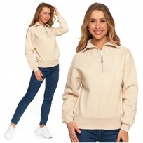 Elegancka Bluza Damska Dresowa Ze Stójką I Zamkiem Ocieplana Moraj Xl