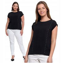 Elegancka Bluzka Damska z Dekoracyjnymi Dżetami Modna Koszulka MORAJ S