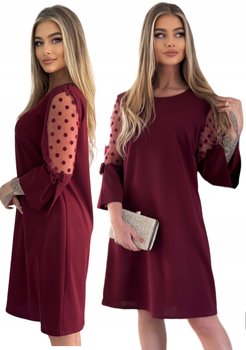 Elegancka Bordowa Trapezowa Sukienka M - 4XL Polski Producent Różne Kolory - Inna marka