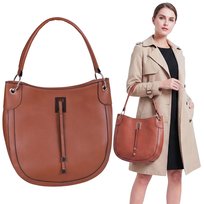 Elegancka, brązowa TOREBKA damska na ramię, shopper z GRUBYM paskiem, POJEMNA sarcia.eu