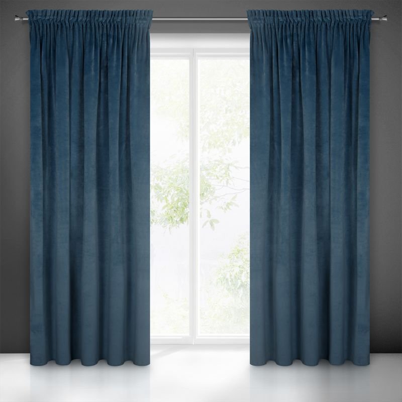 Elegancka granatowa zasłona na taśmie velvet STYL, 140x270 cm
