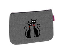 Elegancka Kosmetyczka Solo, nadruk Czarne Koty 14×21 cm – Podróżna, Wodoodporna, Kompaktowa | Bertoni