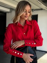 Elegancka Koszula Damska Złote Guziki Polska Produkcja Swięta Czerwona Inna marka