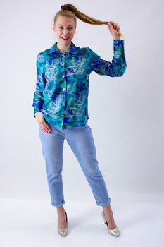 Elegancka koszula w kwiaty Miko Chabrowo-zielona 44 - Nelino