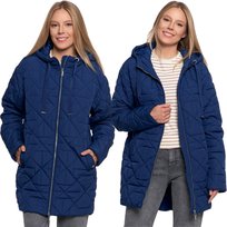ELEGANCKA KURTKA DAMSKA PRZEJŚCIOWA Z KAPTUREM CIEPŁA JESIEŃ MORAJ L/XL NAVY