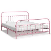 Elegancka metalowa rama łóżka, 213x191x109 cm, róż
