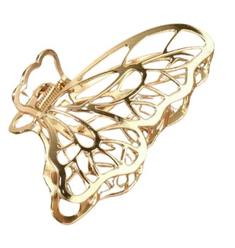 Elegancka spinka klamra do włosów duża metalowa złota motyl ozdoba - edibazzar