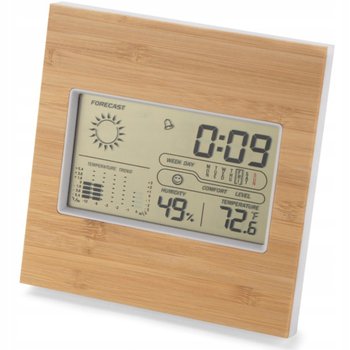 ELEGANCKA STACJA POGODY termometr zegar data kalendarz wilgotność budzik - BLUE COLLECTION