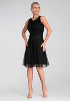 Elegancka sukienka z dekoltem | Sukienka siatka | Czarna M1208 r. S/M FIGL
