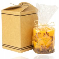 ELEGANCKA ŚWIECA OZDOBNA Z BUSZTYNEM PARAFINA + WOSK PSZCZELI 8 CM PREZENT