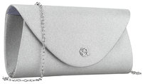 Elegancka torebka wieczorowa ROVICKY błyszcząca kopertówka elegancka wizytowa na klips magnetyczny srebrna