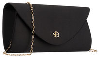 Elegancka wieczorowa torebka damska ROVICKY mała kopertówka na złotym łańcuszku wesele sylwester czarna