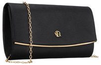 Elegancka wieczorowa torebka damska ROVICKY mała złoty łańcuszek koktajlowa wizytowa kopertówka czarna