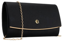 Elegancka wizytowa torebka damska ROVICKY mała wieczorowa złote okucia wesele sylwester czarna