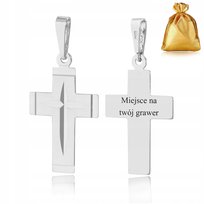 ELEGANCKA ZAWIESZKA NA ŁAŃCUSZEK 925 WISIOREK SREBRNY KRZYŻ KRZYŻYK GRAWER Golden Celebrity