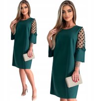 Elegancka Zielona Trapezowa Sukienka Rozmiar 40 Polski Producent