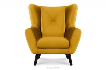 Elegancki fotel uszak do salonu żółty MIRO - Konsimo