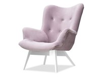 Elegancki Fotel Z Guzikami Do Czytania Flori Liliowy - Białe Drewno