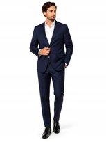 Elegancki garnitur męski - granatowy/niebieski, 265slim fit 52/176 100%
